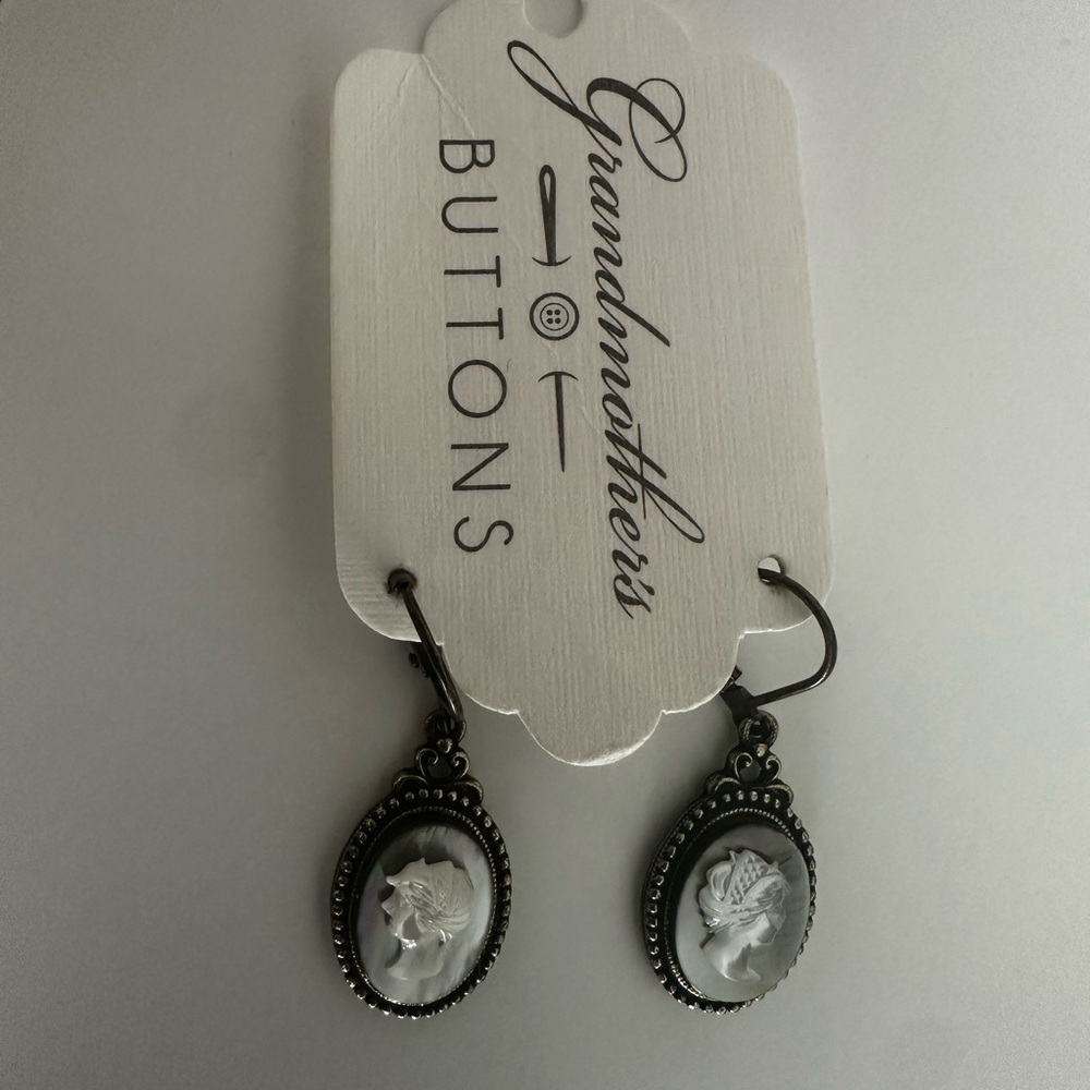 Grandmother's Buttons Black and White Earrings